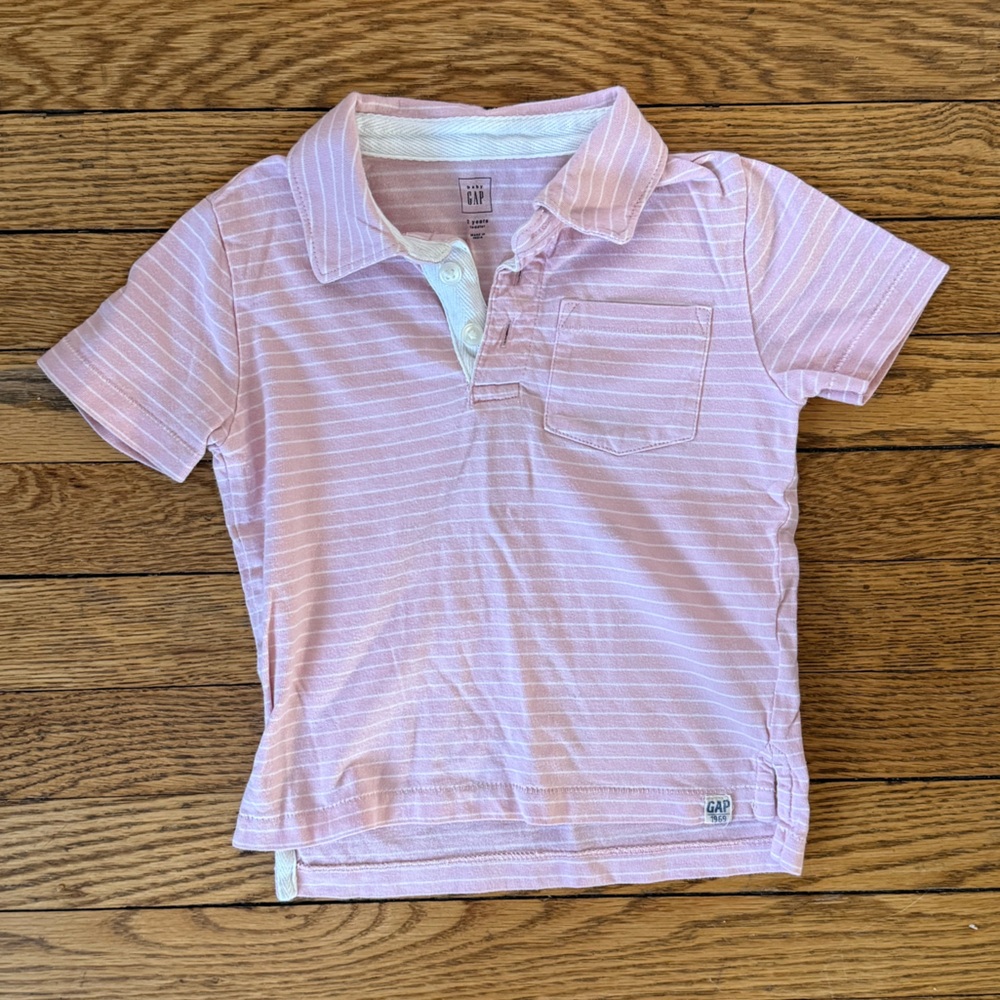 Gap Kids Pink Striped Polo Shirt - Size 2